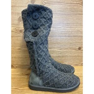 UGG Australia Women's Boots Size 7 Classic Cardy Gray Knit Sweater Shoes 3306‎